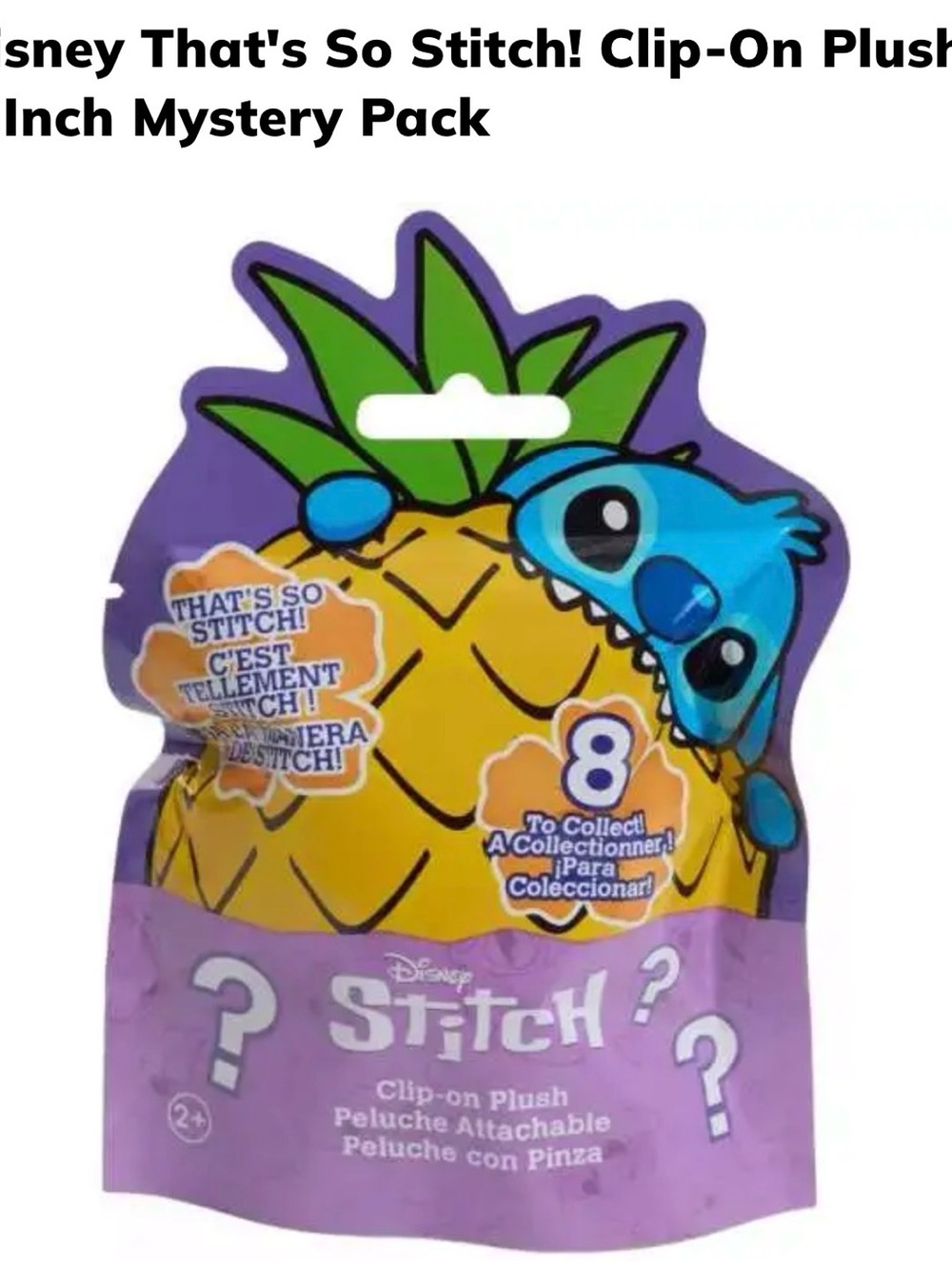 Disney Stitch Clip-On Plush in Blue and Black